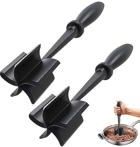 2pcs Mince Meat Masher Heat Resistant Meat Chopper with Non-Slip Handle Multifunctional Masher and Mix Hamburger Chopper Nylon Ground Beef Masher for Hamburger Meat, Minced Meat, Butter, Potato