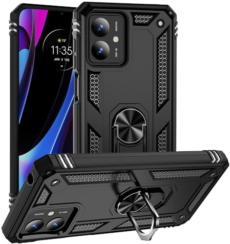 XINNI Funda para Motorola Moto G14, PC Militar + TPU 2 en 1 Funda Trasera Protectora con Soporte, Negro