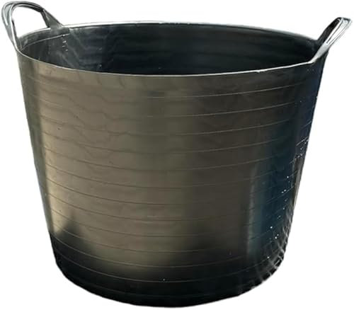 NEW! BLACK 42L Flexi Tubs - Durable Flexible Buckets for Home & Garden Versatile Large Garden Tubs with Handles, Handy Builders Buckets Heavy Duty, Ideal Bath Laundry Bucket & Flexi Bucket [1]