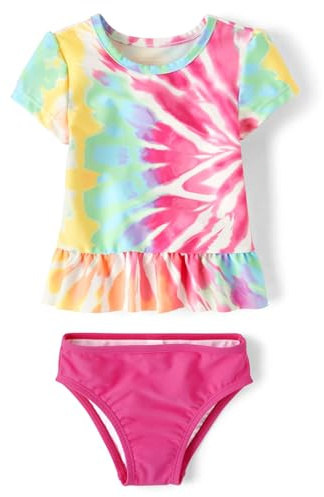 The Children's Place,Baby Girls,and Toddler Short Sleeve Rashguard Swimset,Cosmos,3 Years