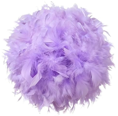 Waneway 40cm Feather Light Shade for Ceiling Pendant Light, Fluffy Lamp Shade Lampshade Lightshade for Table Lamp and Floor Lamp, Bedroom, Living Room, Wedding or Party Decor, ID 30cm, OD 40cm, Purple