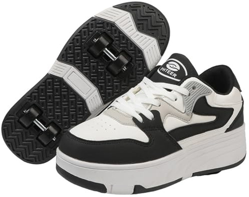 WOWEI Schuhe mit Rollen für Jungen Mädchen Skateboardschuhe Sportschuhe Rollschuhe Kinder Erwachsene 2-in-1-Multifunktionsrollschuhe Sneakers Mit Rollen Outdoorschuhe (BZX-CK2, 41)