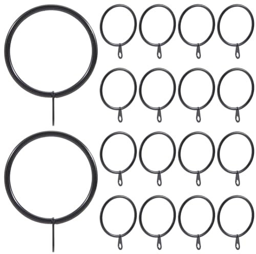 SOFPLATE 28 pz Anelli per Tende Nere Anelli per Tende In Metlega con Occhielli In Ferro 1.5 pollici Rotondi Ganci per Clip Scorrevoli per Tende Accessori per Tende Scorrevoli Fai Da Te Tende Plissetta