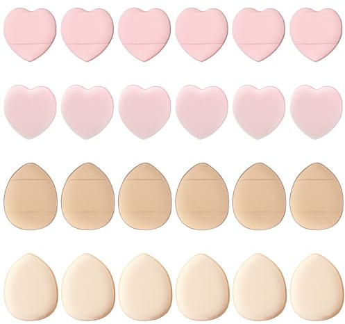 24 Stück Powder Puff,Puderquaste,Mini Finger Puderquaste,Weiche Mini-Schwämme Puderquaste,Nass- und Trocken-Make-up-Tools für Foundation Concealer Loses Puder Rouge (Hautfarbe,Pink)