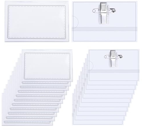 Funda Tarjeta Identificación Horizontal, 24 Piezas, con Clip