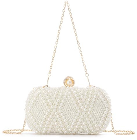 Syrads Women Evening Clutch Bag Pearl Wedding Clutch Handbags Shoulder Crossbody Banquet Bags