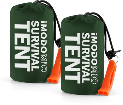 Life Emergency Shelter Survival Tent - 2 Personen Space Blanket Thermal Mylar Tube Zelt mit Survival Whistle & Paracord, Allwetter Survival Gear für Camping, Wandern, Bug Out Bag