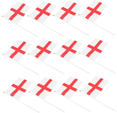 Abaodam 12PCS Mini England Handheld Flags with Stick for Football Matches and Sports Events Portable Polyester British Flags for Parties Celebrations and England Decorations