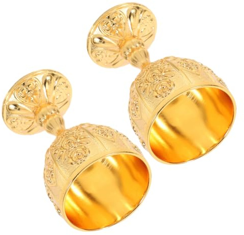 IMIKEYA 2pcs Vintage Medieval Embossed Goblet Shock Resistant Gold Chalice for Whiskey Wine Cocktail Home Bar Decor Compact Retro European Style Shot Glasses for Weddings Parties