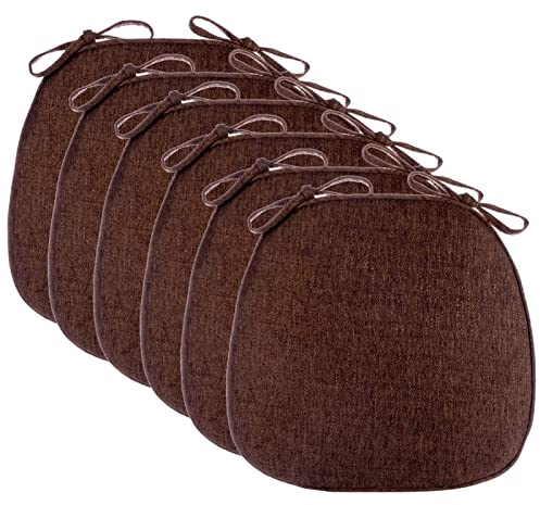 Cushion Set for Kitchen Chairs, 6-Piece Removable Seat Cushions, Comfortable Upholstered Dining Chair Pads with Ties for Living Room & Office, Soft Seat Covers
