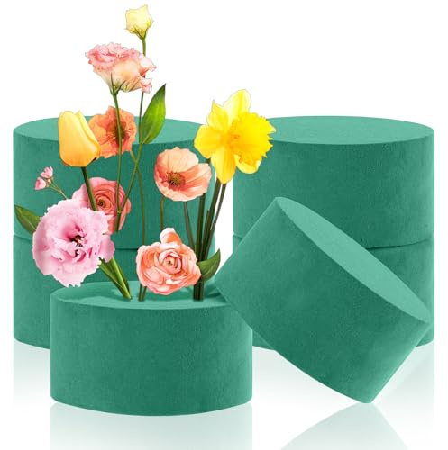 LIQWEI 6 Stück Rundes Steckschaum, 8 x 4 cm Blumensteckmasse Rund Blumensteckschaum Steckmoos für Blumen Nasssteckschaum für Blumengestecke Hochzeitsgangblumen Partydekoration Geschenke