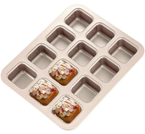 Good Dee's Square Non-Stick 12-Cup Muffin Pan - Naturally Slick - Carbon Steel - PTFE & PFOA Free - Perfect for Brownies, Cupcakes, Muffins, and More