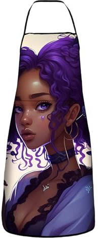 Apron Ragazza Nera Con Farfalle Viola Senza Odore Grembiuli Industriali Resistente All'Acqua Grembiule Da Cucina Per Bar Giardino Grigliata