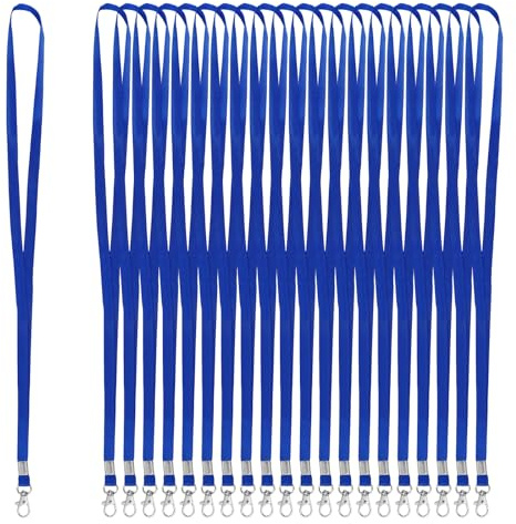 50 Piezas Lanyard Azul con Clip de Metal,45 cm Colgante Llaves Cuello para Tarjetas,Cordón de Identificación Cuello Cordones,Cinta Cuelga Llaves para Oficina, Escuela, Enfermeras Hospital
