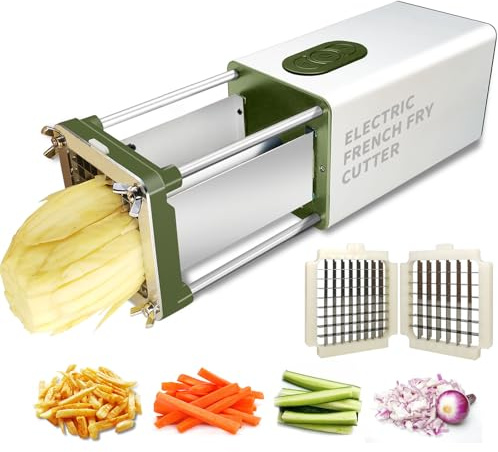 Electric French Fry Cutter, Automatic Potato Slicer with Stainless Steel Blades for Commercial Kitchen Use