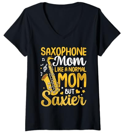 Femme Saxophone Mom Normal But Saxophonist Player Saxophonist Sax T-Shirt avec Col en V