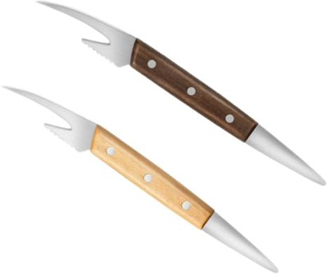 Gatuida 2 pezzi Attrezzi Sgusciare Gamberi in Acciaio Inossidabile con Impugnature in Legno Sbucciatore Coda Gambero Portatile e Facile da Usare per Pulizia Rapida e Sicura dei Gamberetti