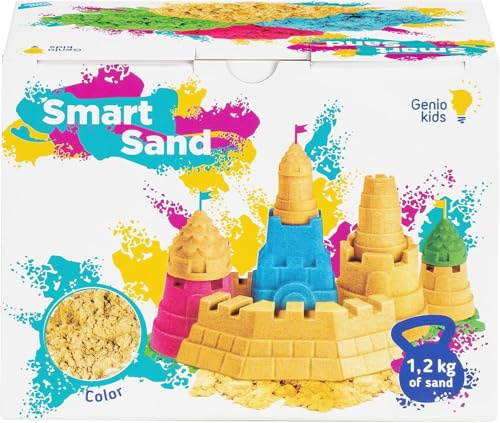 Genio Kids Magic Sand 1200g de Arena Mágica no Tóxica para Niños 3 4 6 5 7 8 Años, Recarga de Arena Mágica para Mezclar, Arena Sensorial para Jugar y Modelar Natural Beige Color