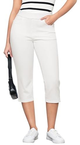 Vetinee Capri Jeans pour femme - Taille haute - Skinny - Avec élastique - Pantalon capri stretch