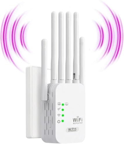 Amplificador Señal WiFi Repetidor WiFi Iargo Alcance 6antenas 2puertos LAN Gigabit Cobertura de1000m² repetidor WiFi/Router/Ap 3 en 1para el hogar y la Oficina.