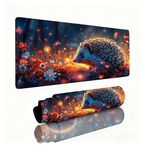 Alfombrilla Escritorio Erizo Alfombrilla Ratón Crisantemo Tapete Escritorio 1000x500x3mm, Almohadilla Raton Superficie Resistente a Salpicaduras, Desk Mat con Bordes Cosidos Duraderos, Portátil 0B-126