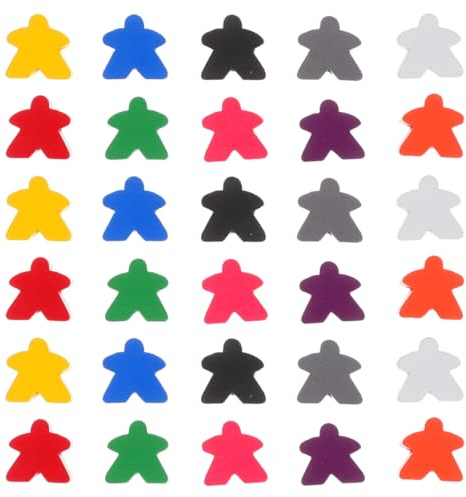 Homoyoyo Wooden Chess Pieces 100 Pcs Multicoloured Board Game Pieces Tiny People Figurines Meeples Game Tokens Replacement Chess Tokens for Family Meeples Classroom Counting and Sorting