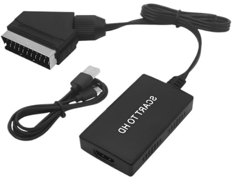 SCART to HDMI Converter Adapter with USB and HDMI Cable, Supports 720P/1080P, for HDTV, Monitor, Projector, Plug and Play