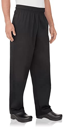 Chef Works Men's Essential Baggy Chef Pants, Black, Medium