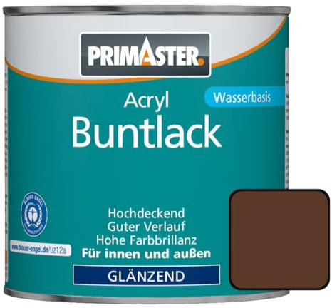 Primaster Acryl Buntlack 750ml Nussbraun Glänzend Wetterbeständig Holz & Metall