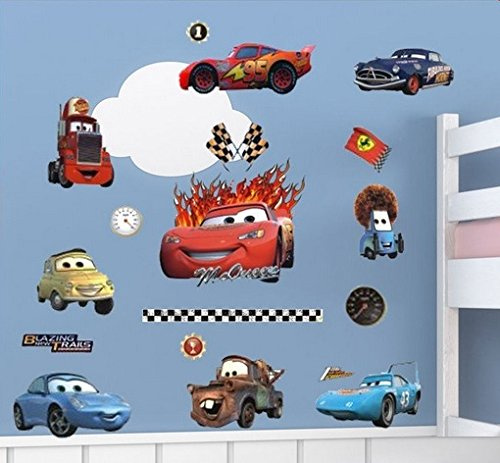 Lightning McQueen and Friends bilar väggdekal rum dekor. Färgglada väggklistermärken klistermärke för ett barns rum. Väggmålning Art Deco. Barnkammardekoration Dekal för babyrum. Pojkar