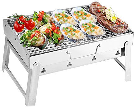 YOUTTOO - Barbecue a carbonella pieghevole in acciaio inox per barbecue, barbecue portatile da campeggio