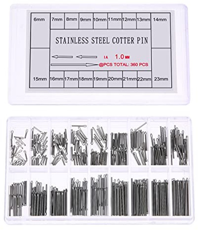 Hicello 360PCS 6-23mm Watch Band Link Cotter Pin Assortment, Stainless Steel Watch Bracelet Pin for Watch Band Repair Kit Dia. 1.0mm