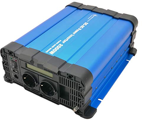 SOLARTRONICS Spannungswandler FS2000D 24V 2000 Watt mit Display - Wechselrichter 24v auf 230v - Reiner Sinus - LiFePO4/Lithium, Blei-, Gel oder AGM-Batterie kompatibel