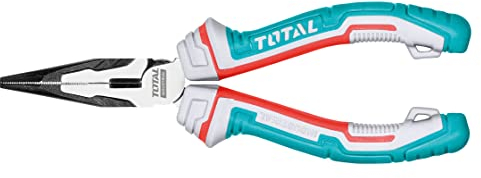 TOTAL - Pinza a Bocca Piatta Rinforzata | 160 mm | Ideale per trattenere, piegare e tagliare | Protezione anticaduta | Realizzato in cromo vanadio | Manico in Fibra in 3 Materiali