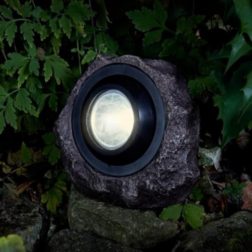 Garden Mile 25L Rock Solarleuchten für Außen Garten Super Hell 25 Lumen Wasserdicht Felsen Strahler für Weg Auffahrt Terrasse Hof - Solar Gartenleuchten