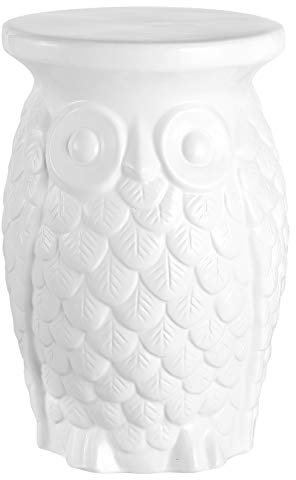Jonathan Y TBL1023A Groovy Owl Gartenhocker, Keramik, 44,5 cm, Weiß