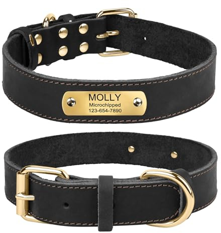 TagME Hundehalsband Personalisiert aus Leder mit Eingraviertem Hundename und Telefonnummer, Hundehalsband aus Echtem Leder für Kleine Hunde