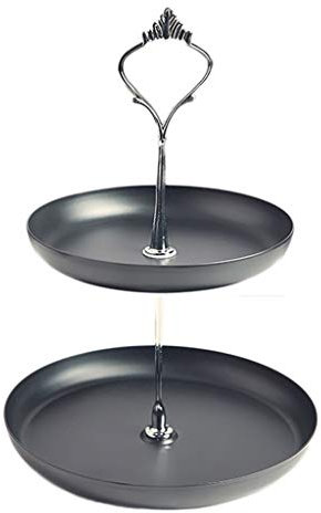 2-Tier Fruit Basket Métal Fruit Bowl plateau bonbons Porte amovible fruits, snack Plateau Corbeille à pain, for la cuisine Salon (Color : Black)