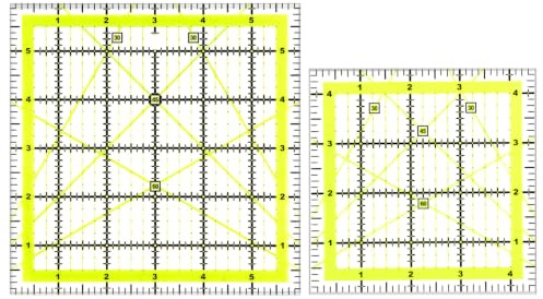 2 Pcs Quilting Rulers, 4.5 Inch & 6 Inch Square Quilting Templates, Fabric Cutting Ruler, Square Sewing Ruler for Patchwork Cutting Quilting, Sewing Crafts