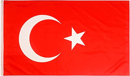 Aricona Bandiera Turchia 90x150cm – turca – resistente alle intemperie - con occhielli in ottone - 100% poliestere - cuciture doppie robuste e colori vivaci – ideale per gli amanti delle bandiere