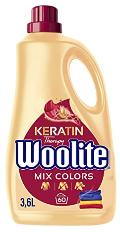 Woolite Keratin Therapy Mix Colors - Líquido de lavandería, 3,6 l