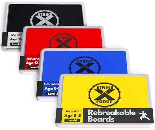 STRIKEXFORCE Rebreakable Punching Boards, Taekwondo Karate and Martial Arts Board, Karate Breaking Board for Kids and Adults, Boxing Equipment and Karate Breaking Board (4-Bundle)