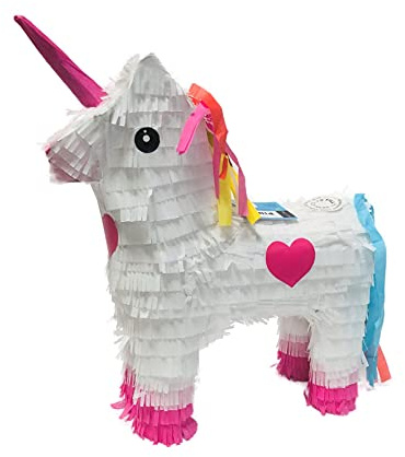 Pinata Einhorn zum Befüllen und Aufhängen zur Party-Deko, Kinder-Geburtstag, Maße: 47 x 39 x 13 cm
