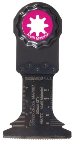 Makita B-66385 Starlock Plus HM/TC Tauchsägeblatt 52 mm MAP007 für Metall, Edelstahl, Fiberglas, Porenbeton, Gipskarton, 50 mm Eintaucht., für Multitool, Multifunktionswerkzeug, 1 Stück