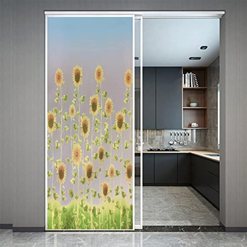 Fensterfolie Selbsthaftend Sichtschutz Glasfolie Wärmeisolierung Sonnenschutzfolie, Anti-UV Statische Fensterfolien für Zuhause und Büro Sonnenblume Pflanzen 45x200 cm