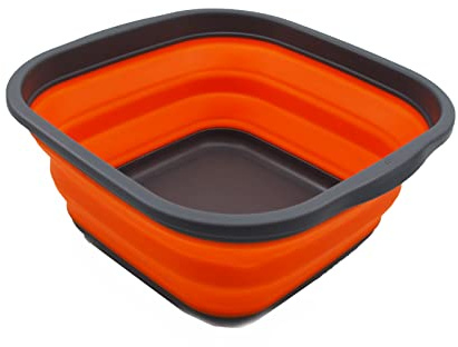 SAMMART 5.5L Collapsible Tub - Foldable Dish Tub - Portable Washing Basin - Space Saving Plastic Washtub (Grey/Orange)
