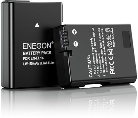ENEGON EN-EL14 Batterie Li-ION Rechargeable pour Nikon en-el14/el14a D5600 D5100 D5200 D5300 D5500 D3100 D3200 D3300 D3400 D3500 Coolpix P7000 P7100 200P 7700 P7800 Appareil Photo numérique