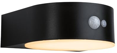 Paulmann 94730 LED Solar Wandleuchte Eileen mit Bewegungsmelder IP44 2200K 300lm insektenfreundliches Licht Schwarz Goldlicht wiederaufladbar
