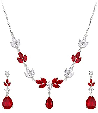 EVER FAITH Parure Marquise Zircone Cubique Collier Boucles d'oreilles Bijoux pour Fête Mariage Demoiselle d'honneur Mariée