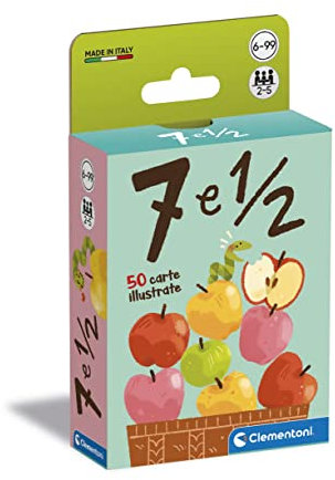Clementoni - 7 e Mezzo, Mazzo di 50 Carte per Imparare a Contare, Gioco da Viaggio Divertente per Bambini 6+ Anni, 2-5 Giocatori, Idea Regalo, Made in Italy, Lingua Italiana, 16771